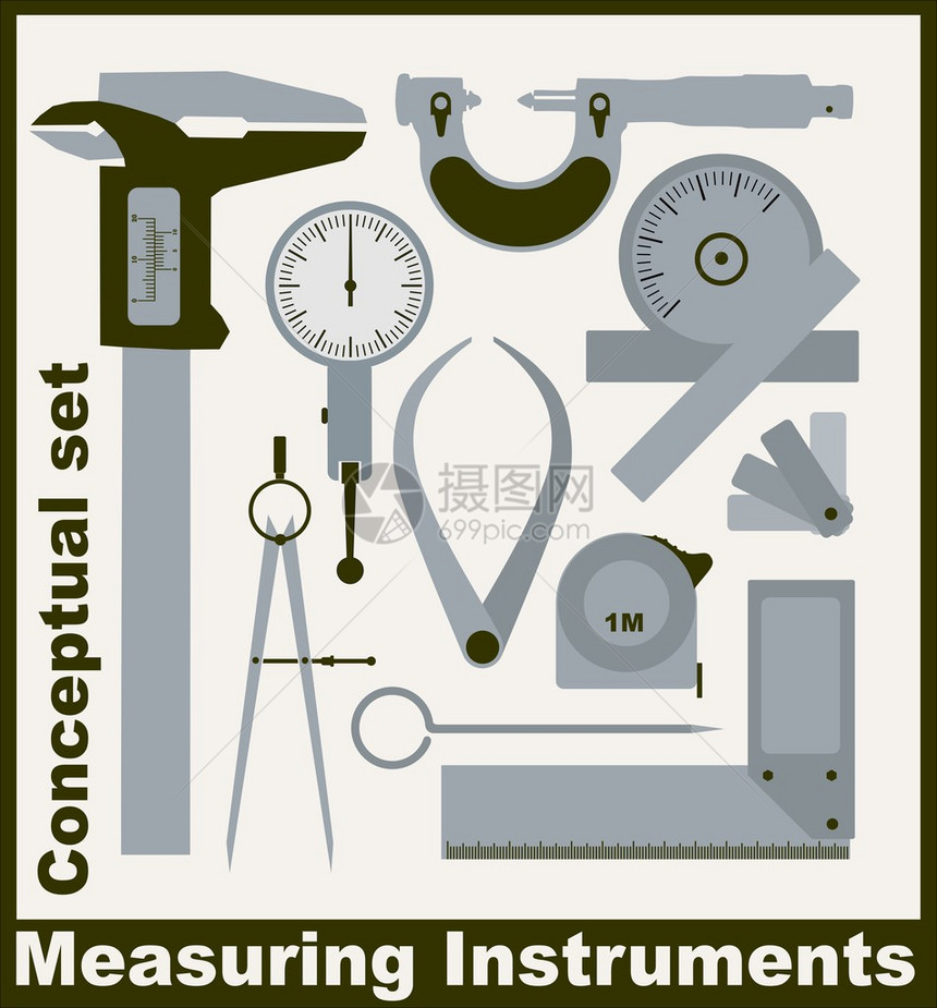 测量仪器概念向量集图片