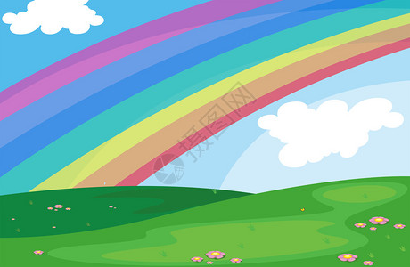 天空中彩虹的插图图片