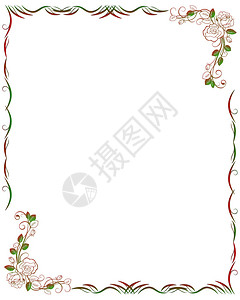 白色背景上的玫瑰复古框架图片