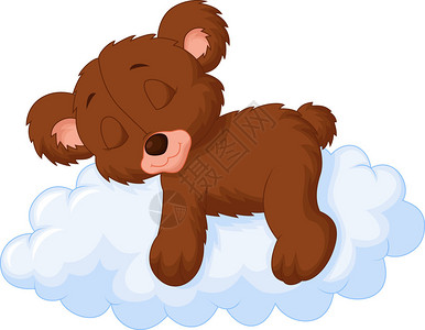 睡在云端的可爱熊图片