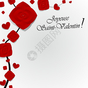 快乐节贺卡与红玫瑰矢量背景图片