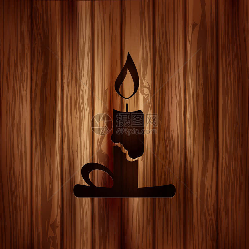 蜡烛网图标木制背景图片