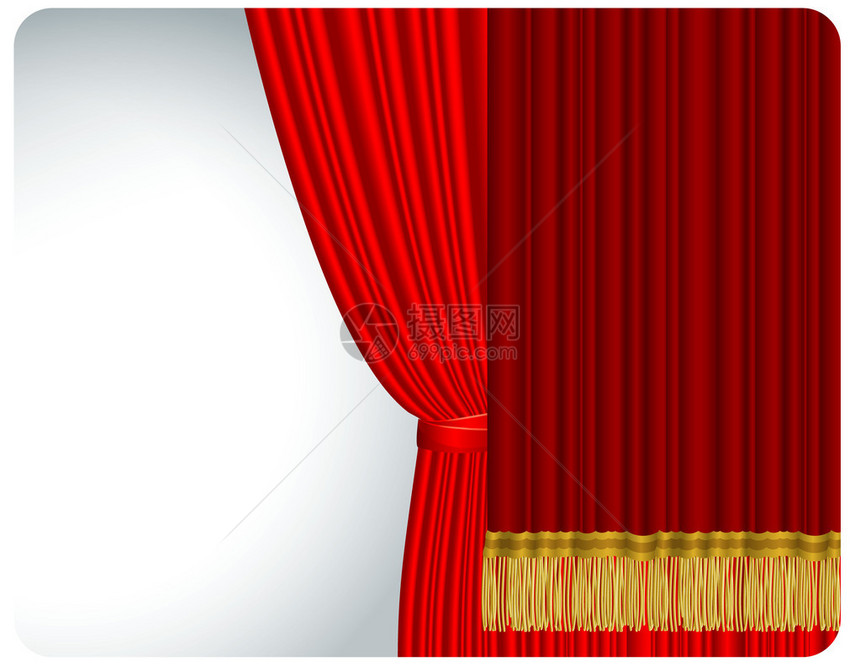 红色舞台幕布向量图片
