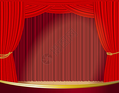 红色舞台幕布向量图片