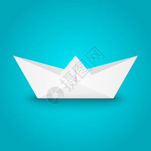 蓝纸折船背景图片