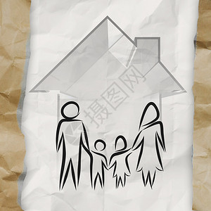 手工绘制3dhousewtih家庭图标图片