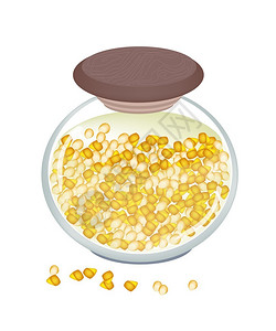 腌料罐甜玉米在水和盐的水中的插图插画