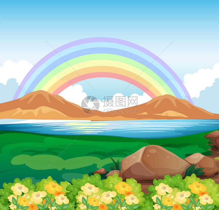 展示彩虹和美丽自然的图片