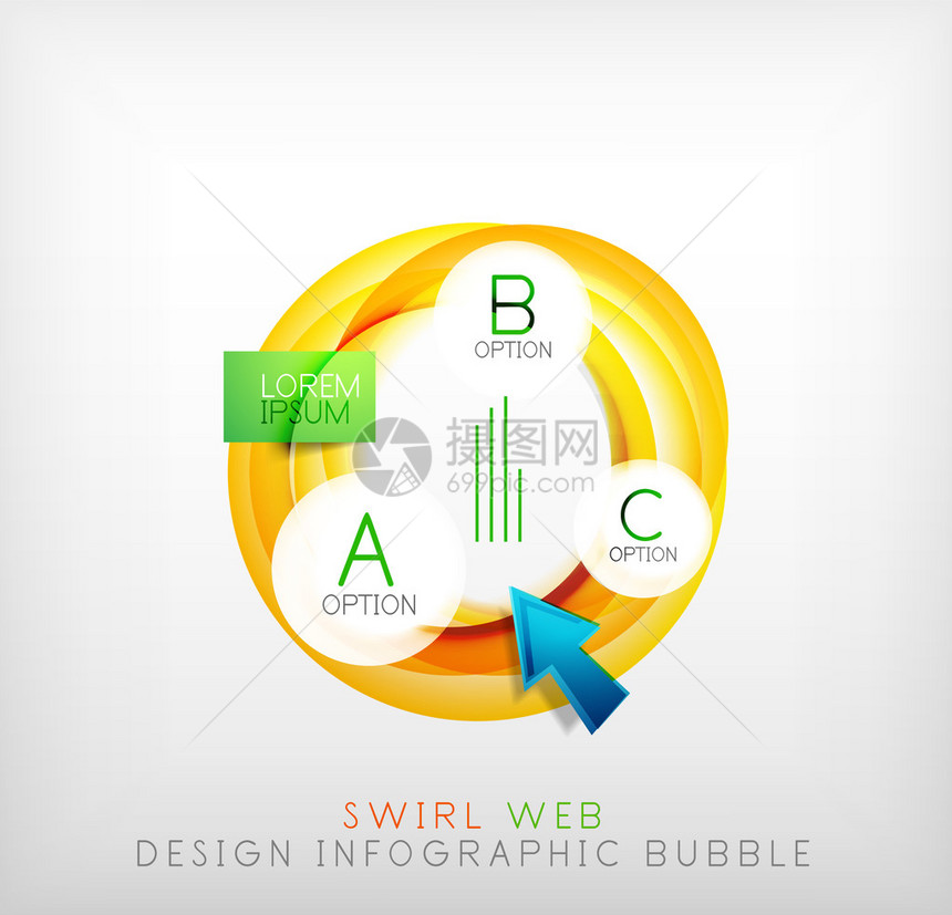 漩涡网页设计信息图表泡沫平面概念可用作网页设计模板商业插图促销图片