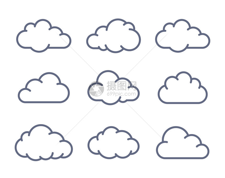 云形状集合云图标矢图片