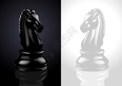 黑白棋骑士棋子矢量图图片