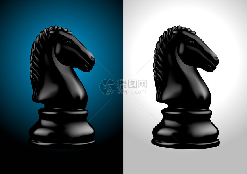 国际象棋黑骑士矢量图图片