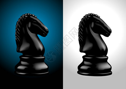 国际象棋黑骑士矢量图背景图片
