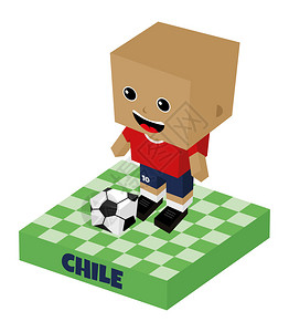 智利足球块等距卡通人物图片