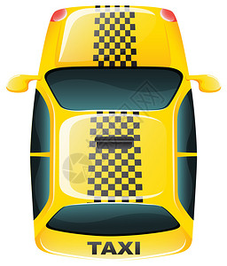 白色背景黄色出租车的顶级视图插Tim图片