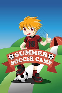 足球夏令营海报设计的矢量图解背景图片
