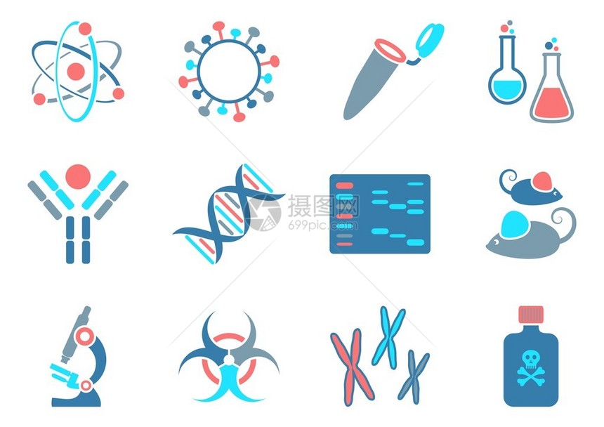 现代分子生物科学图标收集了四种颜色的现图片