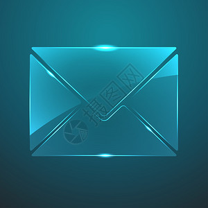 矢量蓝色玻璃邮件图标图片