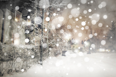 冬季夜景降雪和图片