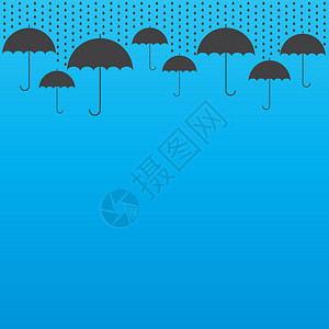 雨滴背景与雨伞矢量图图片