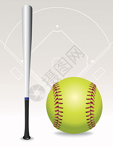 垒球垒球场和球棒的插图矢量EPS10可用文件包含透明胶图片