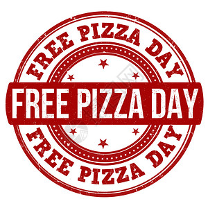 免费披萨日在白纸上贴橡皮印图片