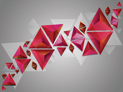 带有红色3d三角形的抽象插图背景图片