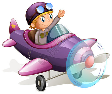 白色背景上的紫色老式飞机的插图高清图片