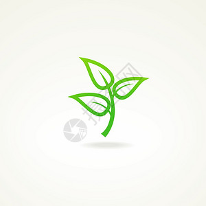 绿色螺旋配三个叶的绿色生态标志用于标识图片