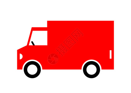 白色背景上的红色卡车图片