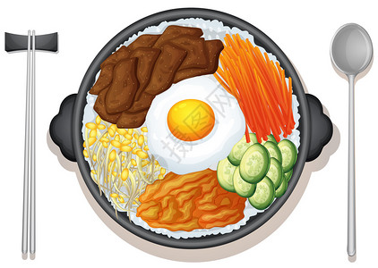 一盘韩国菜的插图插画