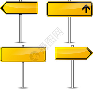 黄色空白路标集的矢量插图图片