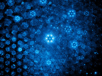 纳米技术发光的蓝色六边形计算机生图片