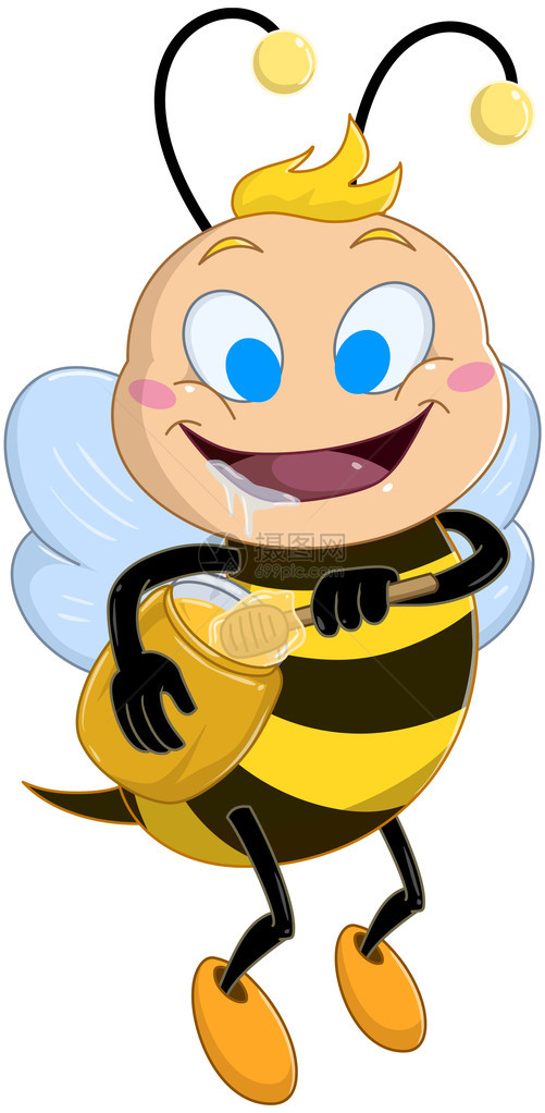 一只可爱蜜蜂的矢量插图含图片