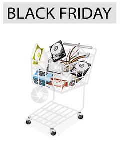 黑五来袭黑色星期五购物季和一年来最大的折扣促销活动插画