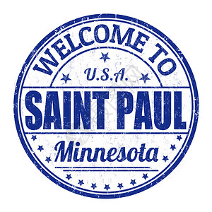 明尼苏达欢迎来到SaintPaulgrunge橡胶邮票的白背插画