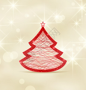 浅棕色背景中的红色圣诞树图片