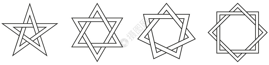 五角星六角星七角星和八角星具有五六七和八边的自插画