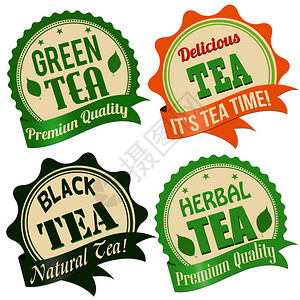 白茶矢量图示的促销标签贴背景图片