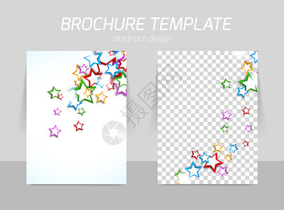 带有彩色星的传单背面和正面模板设计图片