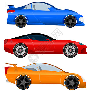 布加迪威龙跑车设计一辆跑车和肌肉车矢量图三辆跑车孤立插画