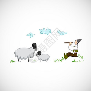 牧羊人为绵羊吹长图片