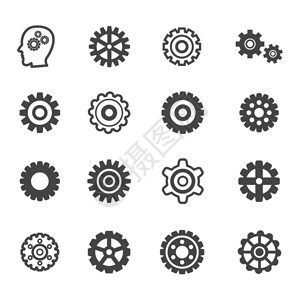 齿轮图标单声道矢量符号图片