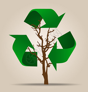 思考绿色生态概念树上带有循环符图片