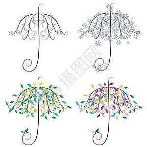 装饰树以雨伞的形状配图片