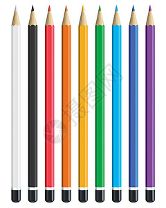 彩色铅笔套装孤立矢量图图片