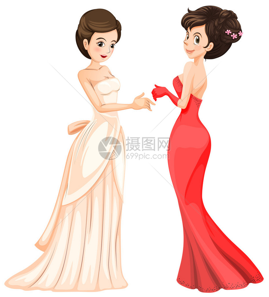 两个穿裙子的女人的插图图片