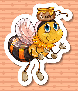 蜜蜂和蜜罐的插图图片