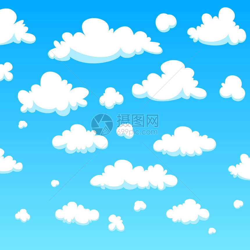 白色卡通云背景矢量图图片