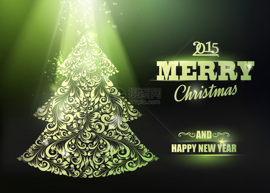 圣诞快乐和2014年新快乐卡片在黑暗背景图片